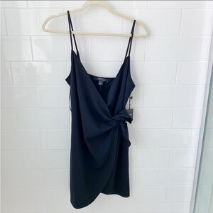 Black side tie knot mini dress NWT